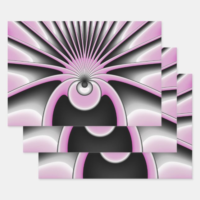 Feuille De Papier Cadeau Motif d'art fractal Abstrait moderne (Lot)