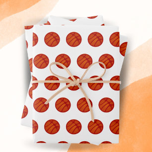 Feuille De Papier Cadeau Motif de balle de basket-ball Sports 