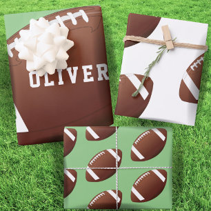 Feuille De Papier Cadeau Motif de ballon de football américain pour l'anniv