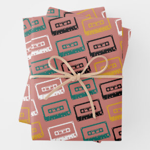 Feuille De Papier Cadeau Motif de bande de cassette