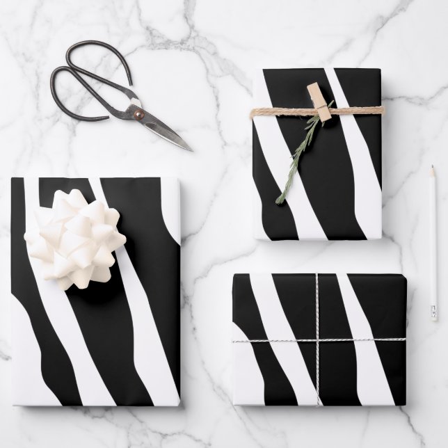 Feuille De Papier Cadeau Motif de bandes d'impression Zebra (Recto)