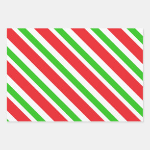 Feuille De Papier Cadeau Motif de bandes rouge et verte