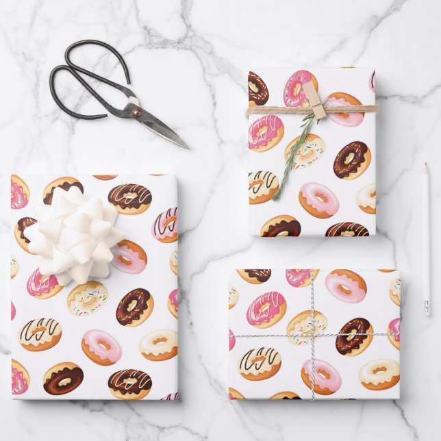 Feuille De Papier Cadeau Motif de beigne douce (Recto)