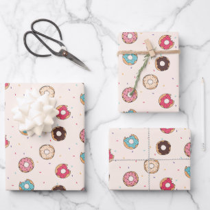 Feuille De Papier Cadeau Motif de beignets sucrés