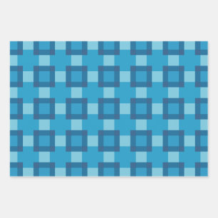 Feuille De Papier Cadeau Motif de bloc de surface géométrique bleu