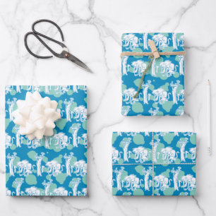 Feuille De Papier Cadeau Motif de caractères bleu Weasel & Baboon
