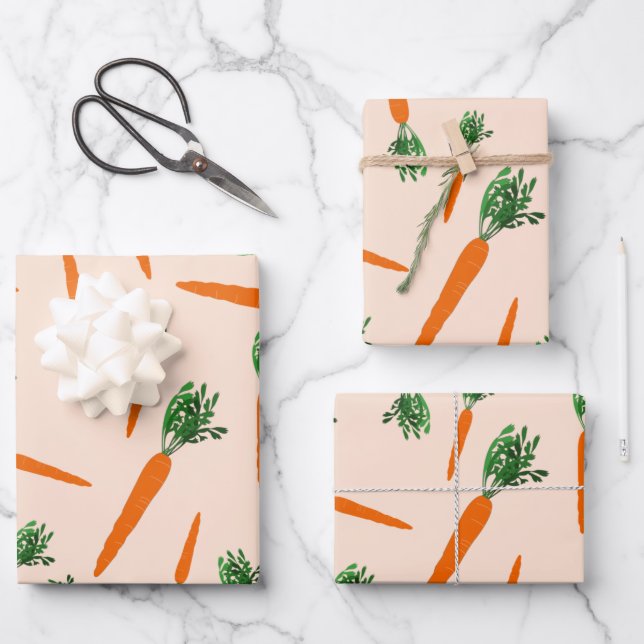 Feuille De Papier Cadeau Motif de carottes orange (Recto)