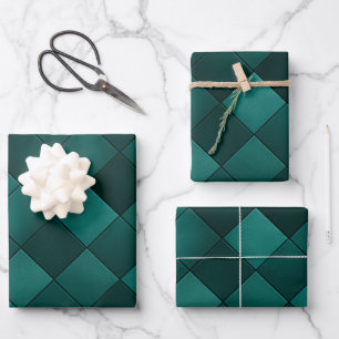 Feuille De Papier Cadeau Motif de carreaux d'émeraude – Luxe Moderne