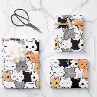 Feuille De Papier Cadeau Motif de chats mignons