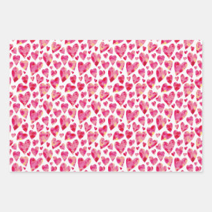 Feuille De Papier Cadeau Motif de coeur d'amour rose