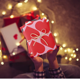 Feuille De Papier Cadeau Motif de coeur rose et rouge fantaisie