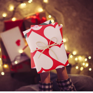Feuille De Papier Cadeau Motif de coeur rose et rouge fantaisie Valentines 