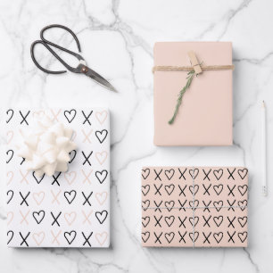 Feuille De Papier Cadeau Motif de coeur Xo Valentines