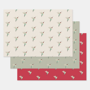 Feuille De Papier Cadeau Motif de colibri à gorge rubis