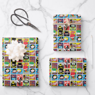 Feuille De Papier Cadeau Motif de compilation de la Ligue de justice de Chi