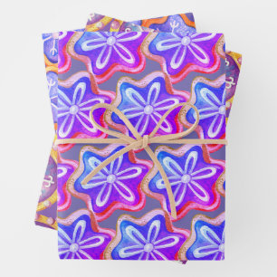Feuille De Papier Cadeau Motif de cookies violet amusant