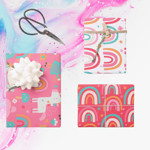 Feuille De Papier Cadeau Motif De Coordination De La Féerie Et De L'Arc En 