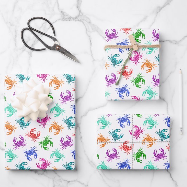 Feuille De Papier Cadeau Motif De Crabes (Recto)