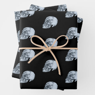 Feuille De Papier Cadeau Motif de crâne d'Halloween