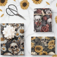 Motif de crânes et de fleurs gothiques