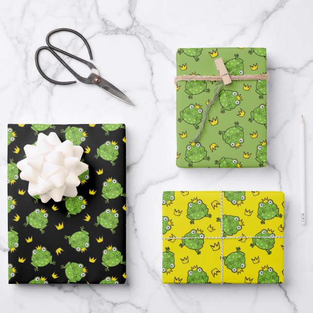 Feuille De Papier Cadeau Motif de dessin de grenouille (Recto)