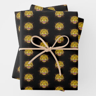 Feuille De Papier Cadeau Motif de dessin de tigre