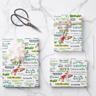 Feuille De Papier Cadeau Motif de devis Grinch