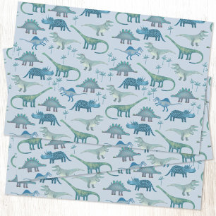 Feuille De Papier Cadeau Motif de dinosaure bleu