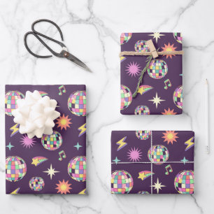 Feuille De Papier Cadeau Motif de disco Super rétro coloré