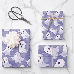Feuille De Papier Cadeau Motif de fantôme mou violet