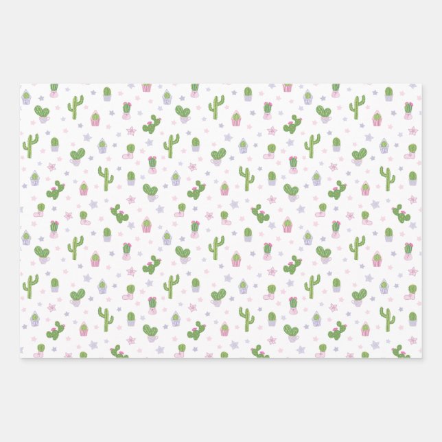 Feuille De Papier Cadeau Motif de fête des Cactus Baby showers (Devant)