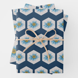 Feuille De Papier Cadeau Motif de fleurs Lily géométrique japonais