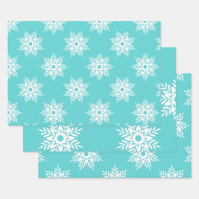 Feuille De Papier Cadeau Motif de flocon de neige blanc (Lot)