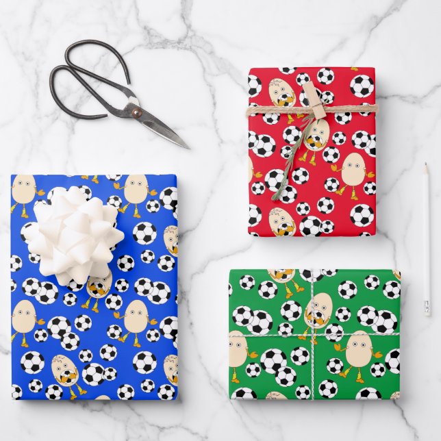 Feuille De Papier Cadeau Motif de football Egghead (Recto)