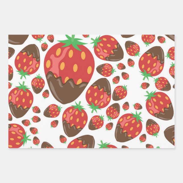 Feuille De Papier Cadeau Motif de fraises (Devant)