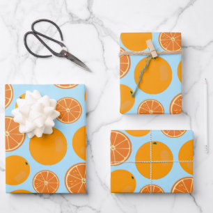 Feuille De Papier Cadeau Motif de fruits orange