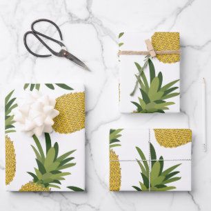 Feuille De Papier Cadeau Motif de fruits tropicaux à l'ananas