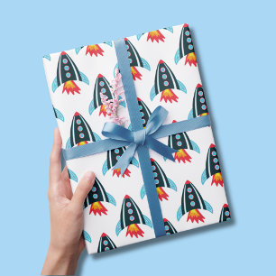 Feuille De Papier Cadeau Motif de fusée spatiale pour garçons
