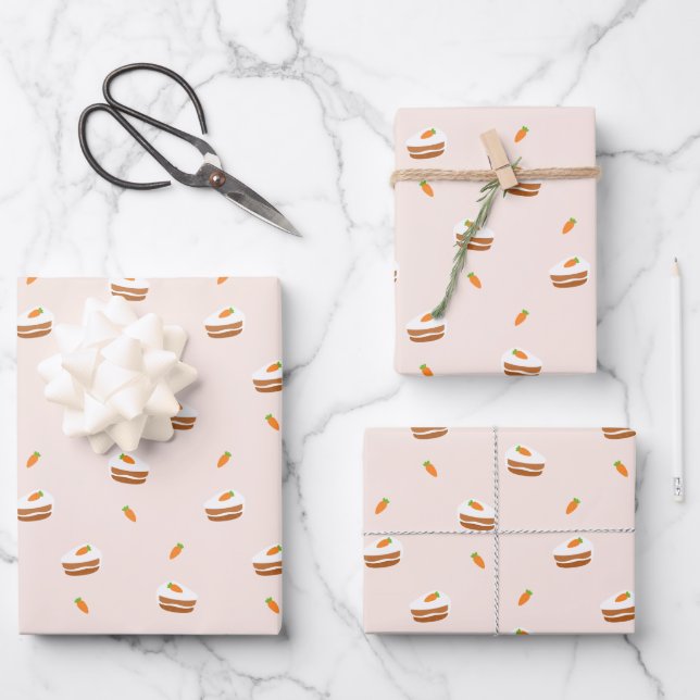 Feuille De Papier Cadeau Motif de gâteau à la carotte (Recto)