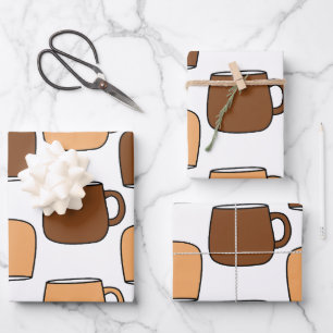 Feuille De Papier Cadeau Motif de la coupe du café