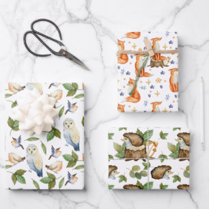 Feuille De Papier Cadeau Motif de la faune forestière