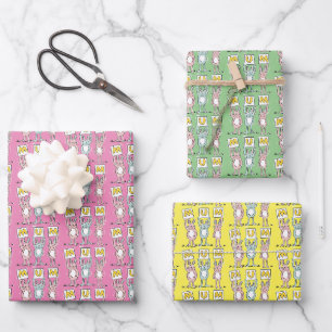 Feuille De Papier Cadeau Motif de lapins partout design