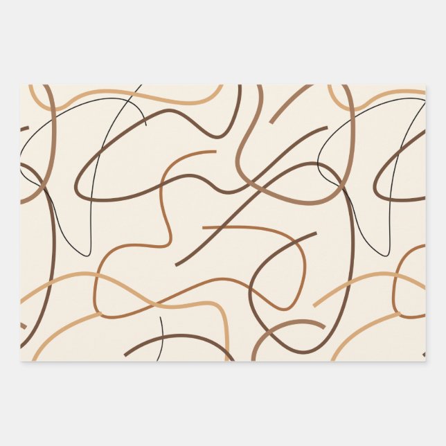 Feuille De Papier Cadeau Motif de ligne Abstraite (Devant)