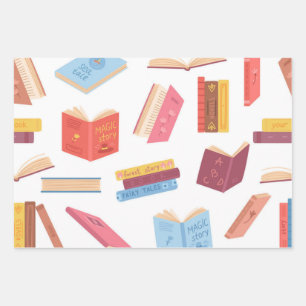Feuille De Papier Cadeau Motif de livre