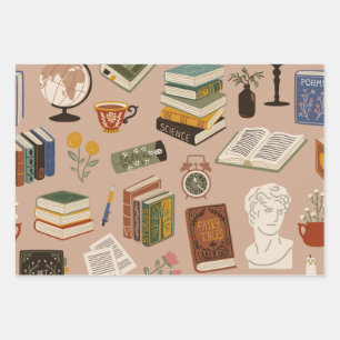 Feuille De Papier Cadeau Motif de livre