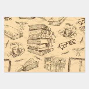 Feuille De Papier Cadeau Motif de livre