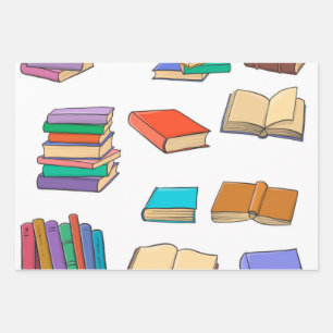 Feuille De Papier Cadeau Motif de livre
