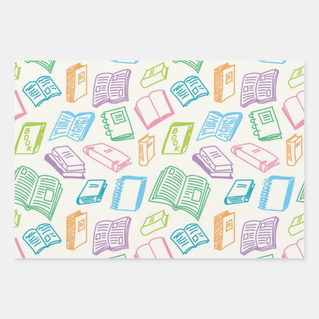 Feuille De Papier Cadeau Motif de livre (Devant)