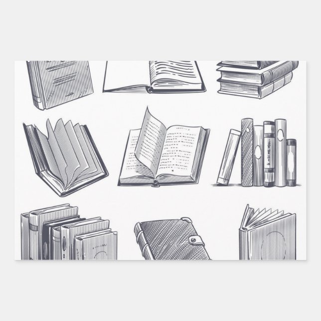 Feuille De Papier Cadeau Motif de livre (Devant)