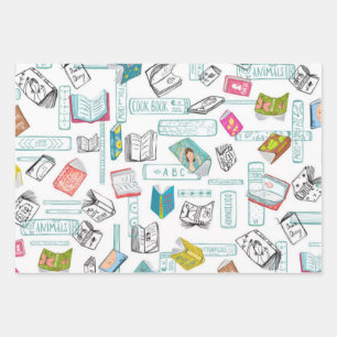 Feuille De Papier Cadeau Motif de livre